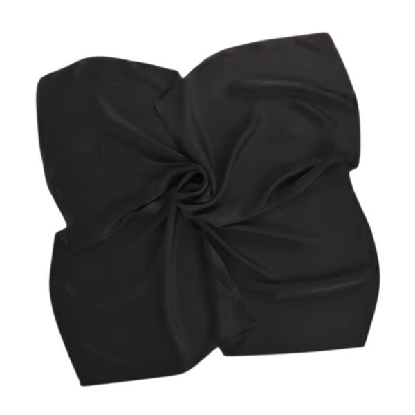 Helt Sort Jet Black ensfarvet silketørklæde 53 x 53 cm