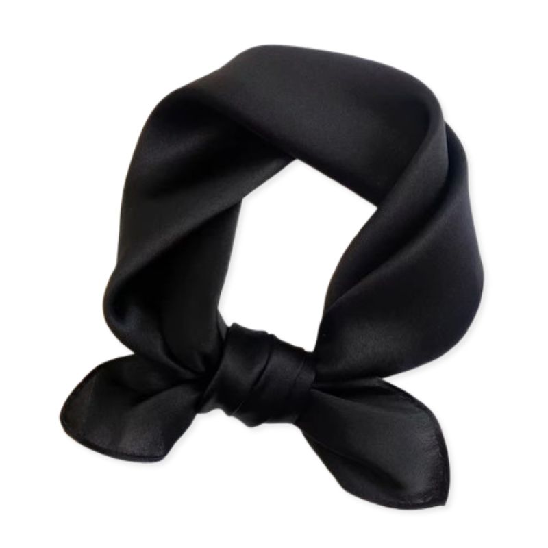 Sort Black silketørklæde 53 x 53 cm til hals og hår
