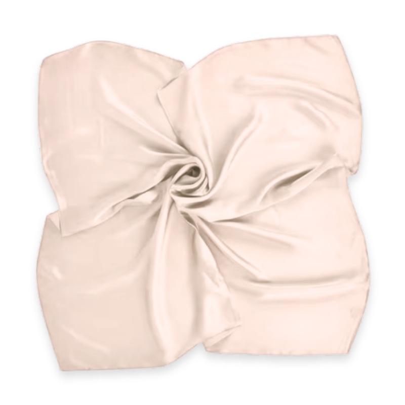 Cremebeige ensfarvet silketørklæde 53 x 53 cm
