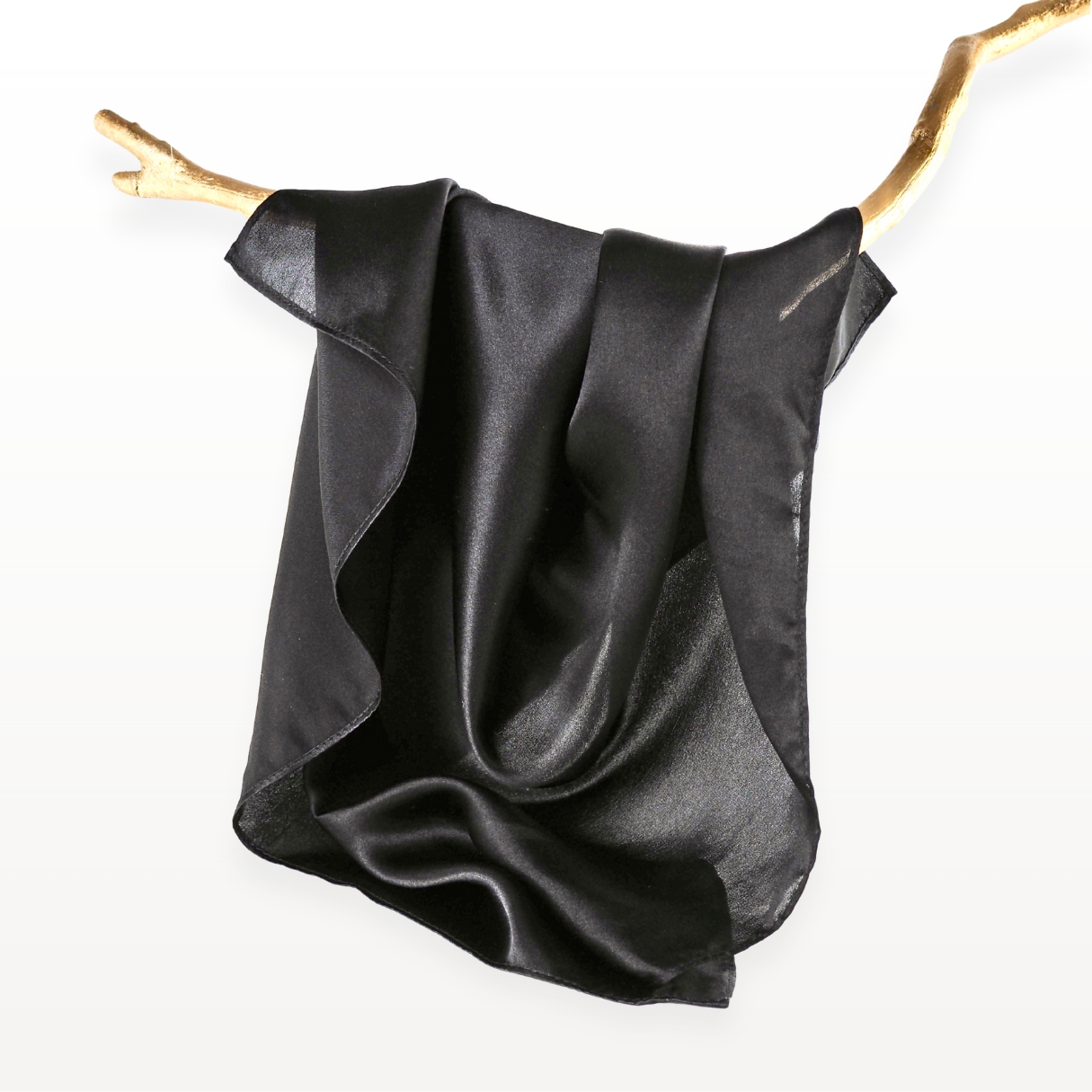 Midnatssort ægte silketørklæde 53 x 53 cm af Silkly