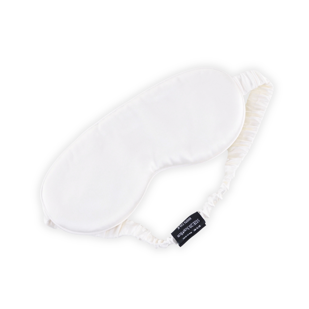 Sne hvid silkesovemaske 9 x 20,5 cm