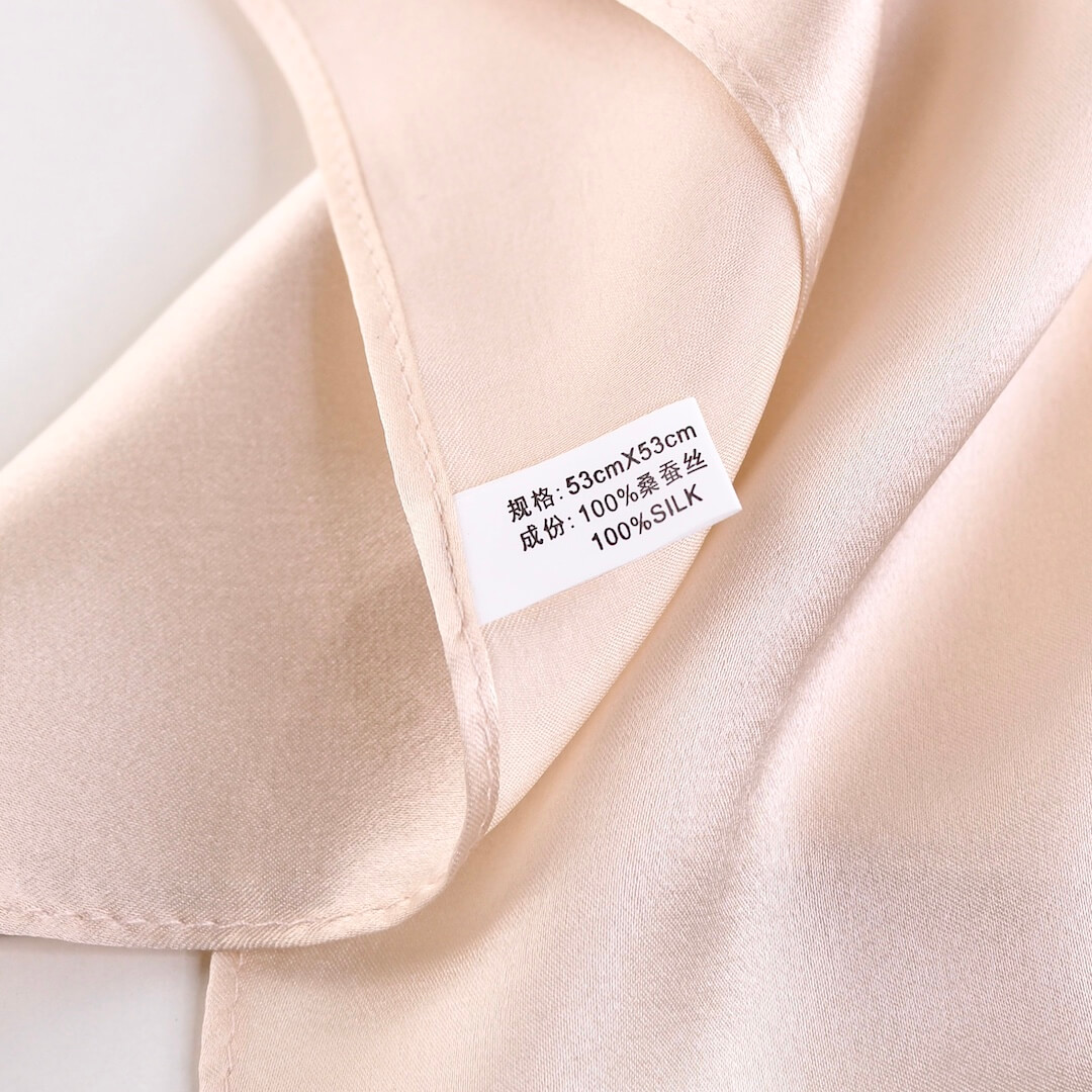 Oeko-Tex 100% rosa silketørklæde vaskemærke Silkly