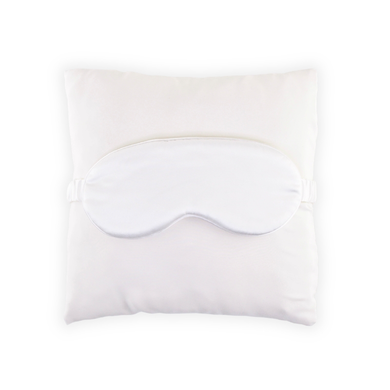Helt hvid blød silkesovemaske 21 cm