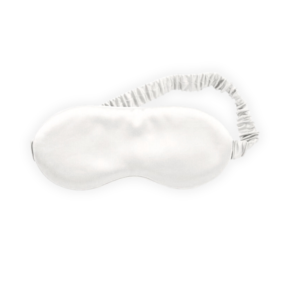 Hvid luksus silkesovemaske 9 x 20,5 cm
