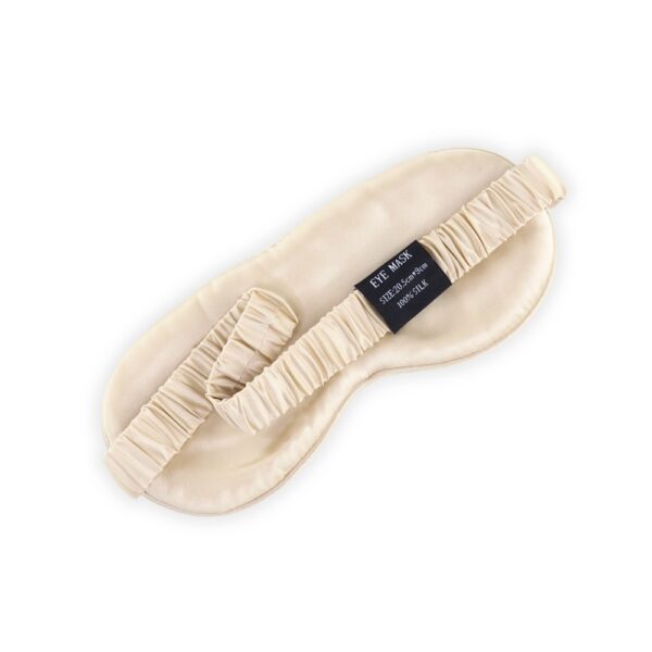 Cremebeige champagne luksus silkesovemaske 9 x 20,5 cm